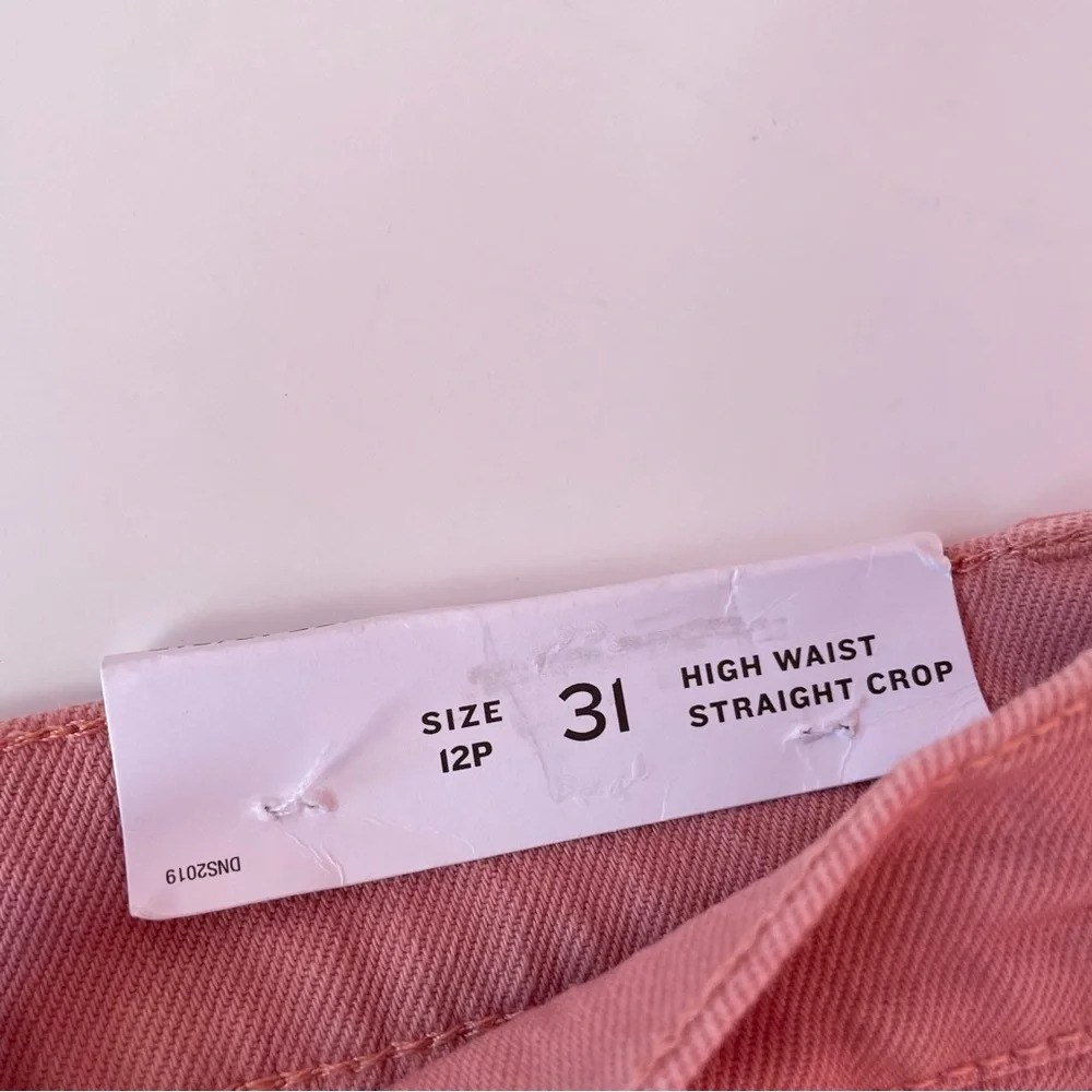 NWT! LOFT Womens High Waist Straight Crop Jean Blush Pink Frayed Hemline Size 31 - Picture 13 of 14